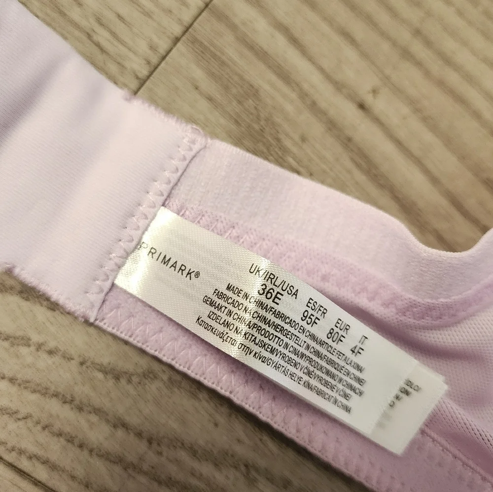 Primark Lilac Lavender Lace Bra and Panty Medium 36E NWOT